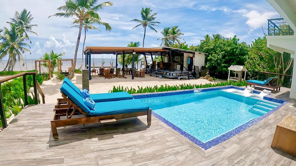 pool view of mangata villas in san pedro belize